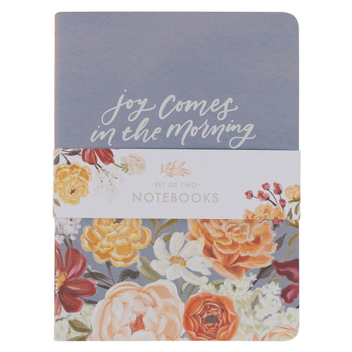Joy and Grace Peach and Blue Floral Medium Notebook Set  - KI Gifts Christian Supplies
