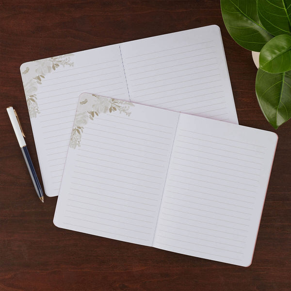 Joy and Grace Peach and Blue Floral Medium Notebook Set