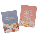 Joy and Grace Peach and Blue Floral Medium Notebook Set 