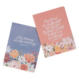 Joy and Grace Peach and Blue Floral Medium Notebook Set