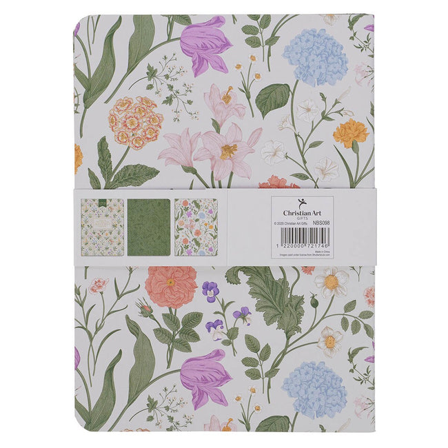 Sufficient Grace Floral Lattice Notebook Set - 2 Corinthians 12:9