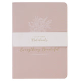 Everything Beautiful Blush and Taupe Floral 3-Piece Large Notebook Set - Ecclesiastes 3:11