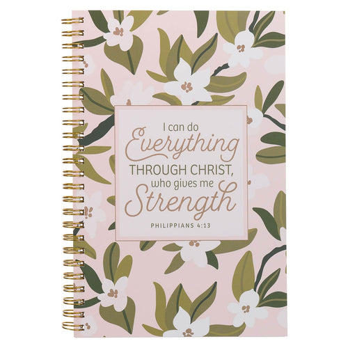 Through Christ Pink Floral Spiral Notebook - Phil 4:13 - KI Gifts Christian Supplies