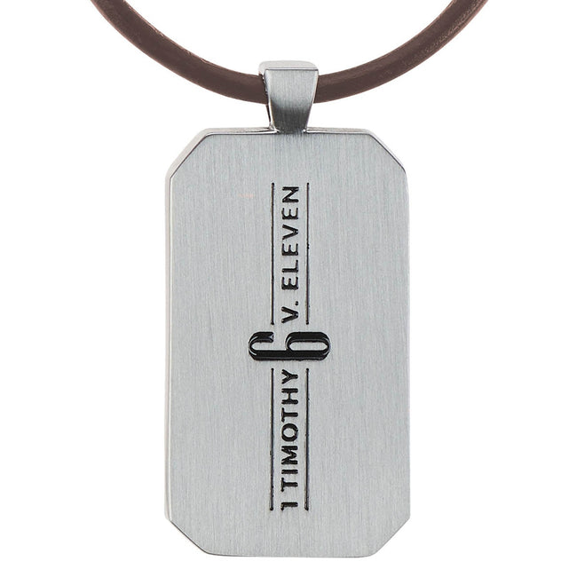 Man of God Silver Metal Men’s Necklace - 1 Timothy 6:11
