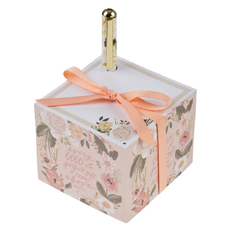 Trust in the Lord Purple Blooms Note Block with a Pen - Proverbs 3:5