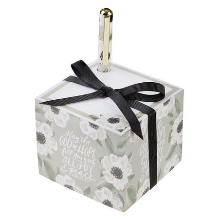 Trust in the Lord Purple Blooms Note Block with a Pen - Proverbs 3:5