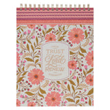 Trust Coral Floral Large Spiral Notepad - Isaiah 40:31 - KI Gifts Christian Supplies