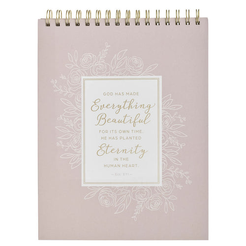 Everything Beautiful Pink Floral Spiral Notepad - Ecclesiastes 3:11