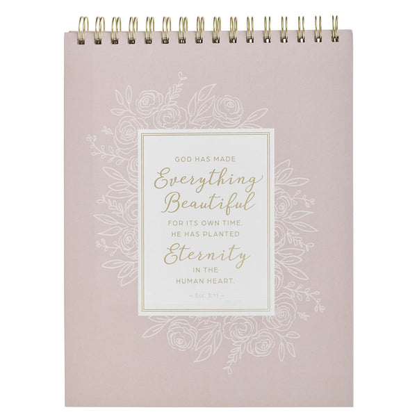 Everything Beautiful Pink Floral Spiral Notepad - Ecclesiastes 3:11