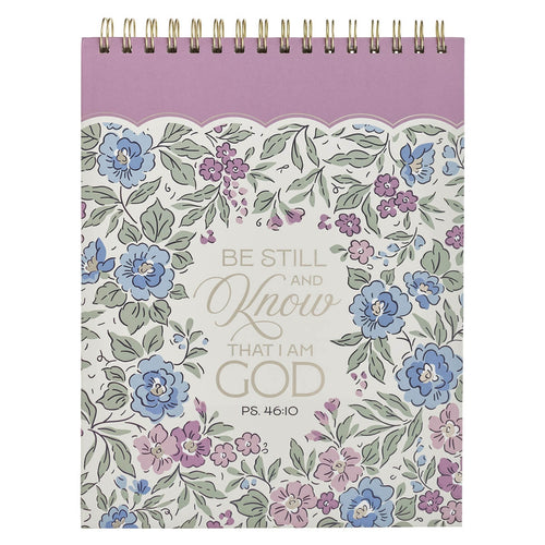 Be Still and Know Purple Floral Spiral Notepad - Psalm 46:10