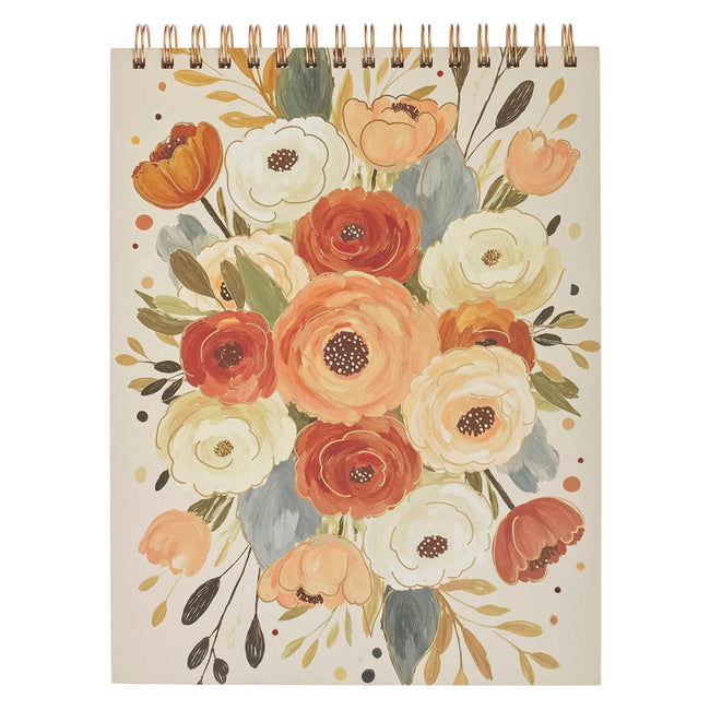 Joyful Patient Faithful Heirloom Floral Hardcover Top-bound Spiral Notepad - Romans 12:12