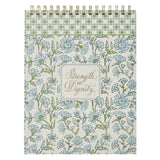 Strength and Dignity Blue Cottage Garden Spiral Notepad - Proverbs 31:25