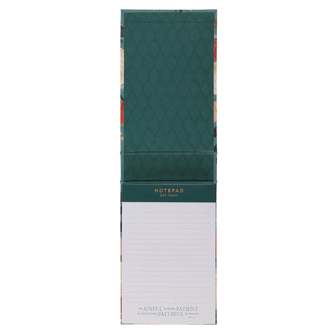 Joful Patient Faithful Heirloom Floral Hardcover Top-flip Notepad - Romans 2:12