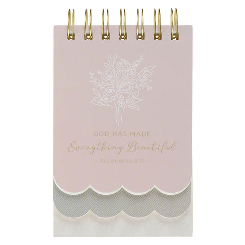 Everything Beautiful Blush Taupe Floral Tiered Spiral Notepad - Ecclesiastes 3:11