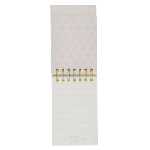Everything Beautiful Blush Taupe Floral Tiered Spiral Notepad - Ecclesiastes 3:11