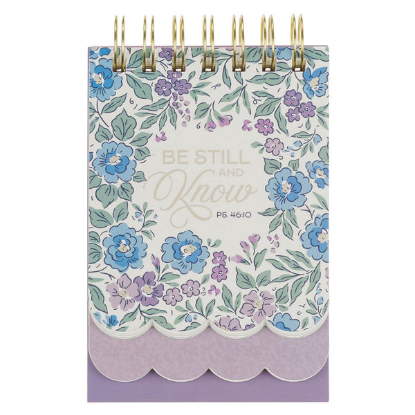 Be Still and Know Purple Floral Tiered Spiral Notepad - Psalm 46:10
