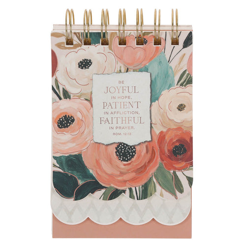 Joyful Patient Faithful Heirloom Floral Tiered Spiral Notepad - Romans 12:12