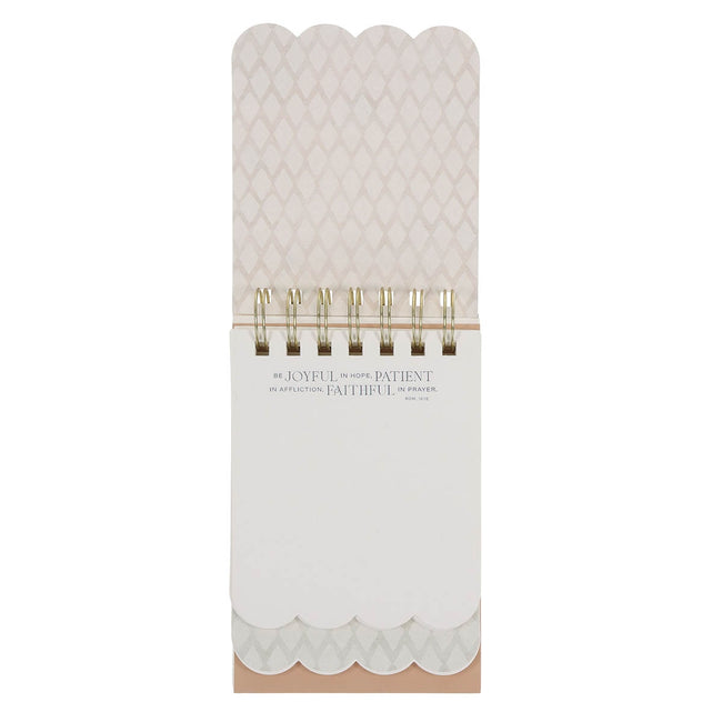 Joyful Patient Faithful Heirloom Floral Tiered Spiral Notepad - Romans 12:12