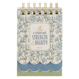 Strength and Dignity Blue Cottage Garden Tiered Spiral Notepad - Proverbs 31:25