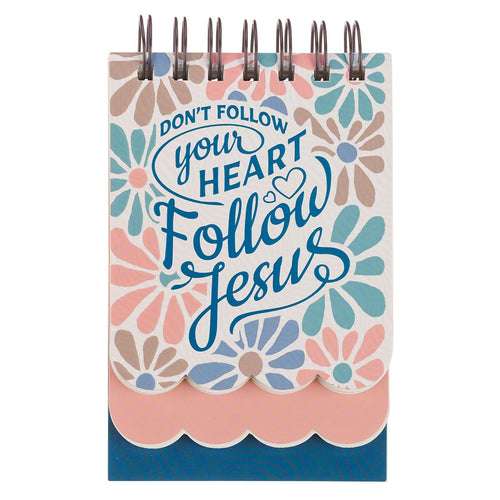 Follow Jesus Peach Floral Mosaic Tiered Spiral Notepad