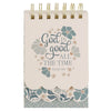 God is Good Blue BloomsTiered Spiral Notepad - Psalm 34:8