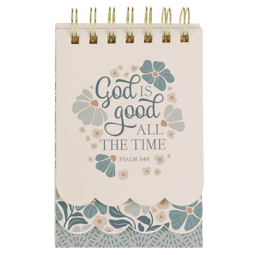God is Good Blue BloomsTiered Spiral Notepad - Psalm 34:8