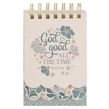 God is Good Blue BloomsTiered Spiral Notepad - Psalm 34:8