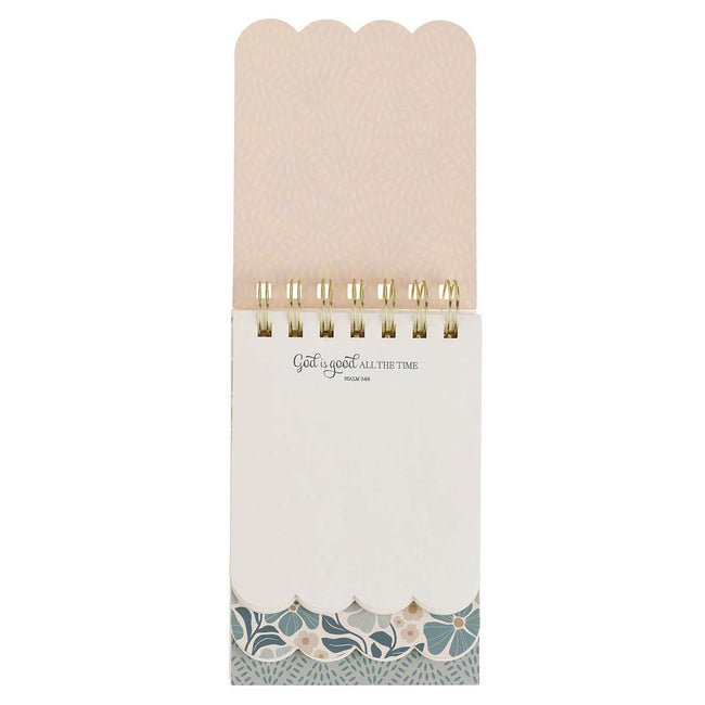 God is Good Blue BloomsTiered Spiral Notepad - Psalm 34:8