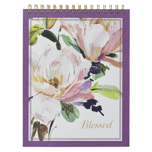 Blessed Purple Floral Spiral Notepad