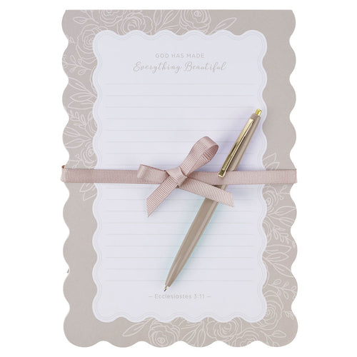 Everything Beautiful Taupe Notepad with Pen Gift Set
