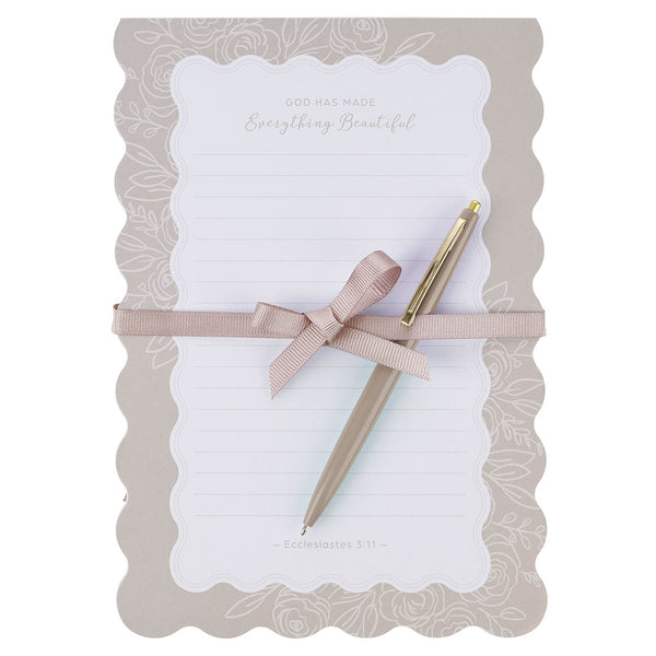 Everything Beautiful Taupe Notepad with Pen Gift Set