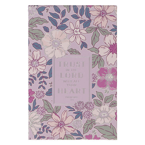 Trust in the Lord Purple Floral Hardcover Top-Flip Notepad - Proverbs 3:5