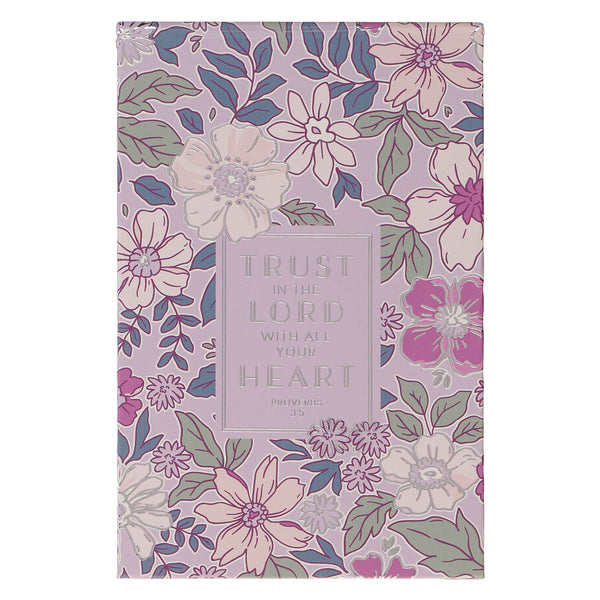 Trust in the Lord Purple Floral Hardcover Top-Flip Notepad - Proverbs 3:5