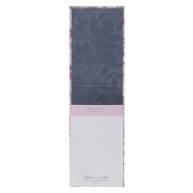 Trust in the Lord Purple Floral Hardcover Top-Flip Notepad - Proverbs 3:5
