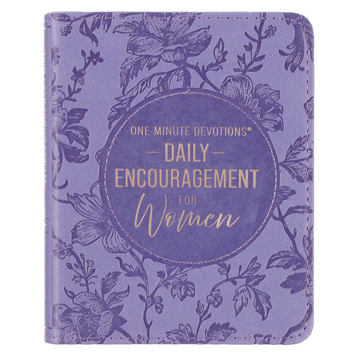 One-Minute Devotions®: Daily Encouragement for Women Purple Floral Faux Leather Devotional - KI Gifts Christian Supplies
