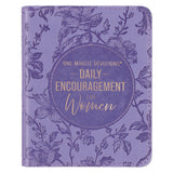 One-Minute Devotions®: Daily Encouragement for Women Purple Floral Faux Leather Devotional - KI Gifts Christian Supplies
