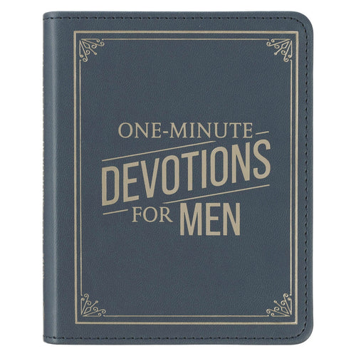 One-Minute Devotions® for Men Slate Blue Faux Leather Devotional - KI Gifts Christian Supplies