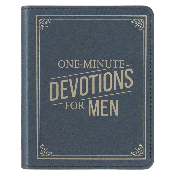 One-Minute Devotions® for Men Slate Blue Faux Leather Devotional - KI Gifts Christian Supplies