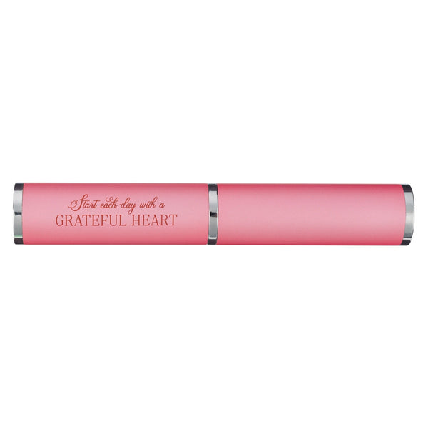 Pink Grateful Heart Stylish Pen and Case Gift Set