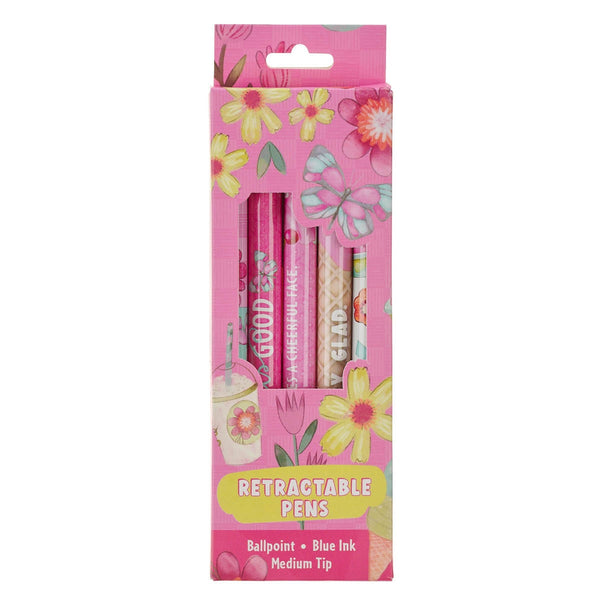 Pink Sprinkled with Joy Retractable Pen Set - 1 Peter 1:6 - KI Gifts Christian Supplies
