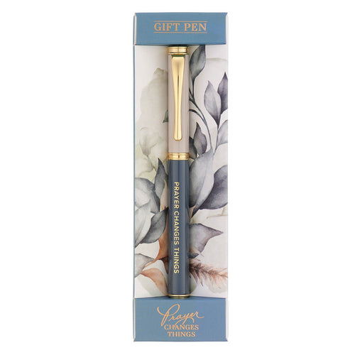 Prayer Changes Things Slate Blue and Taupe Gift Pen