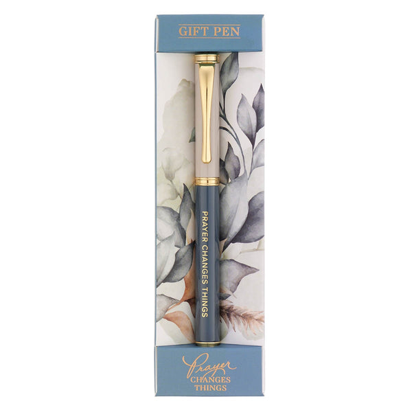 Prayer Changes Things Slate Blue and Taupe Gift Pen