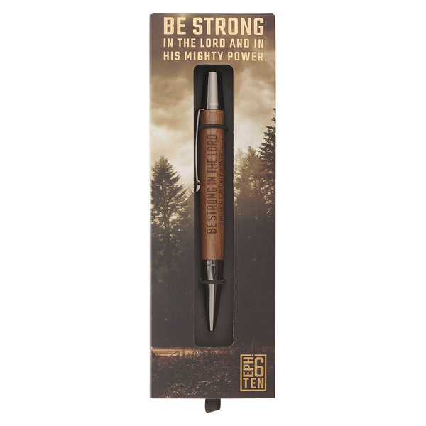 Be Strong in the Lord Brown Wooden Gift Pen - Ephesians 6:10