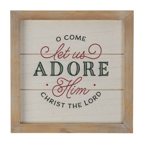 Come Let US Adore Him Framed Wooden Wall Art - KI Gifts Christian Supplies