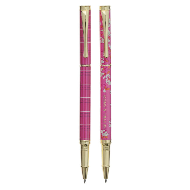 Be Still and Know Pink Plaid Pen Set - Psalm 46:10