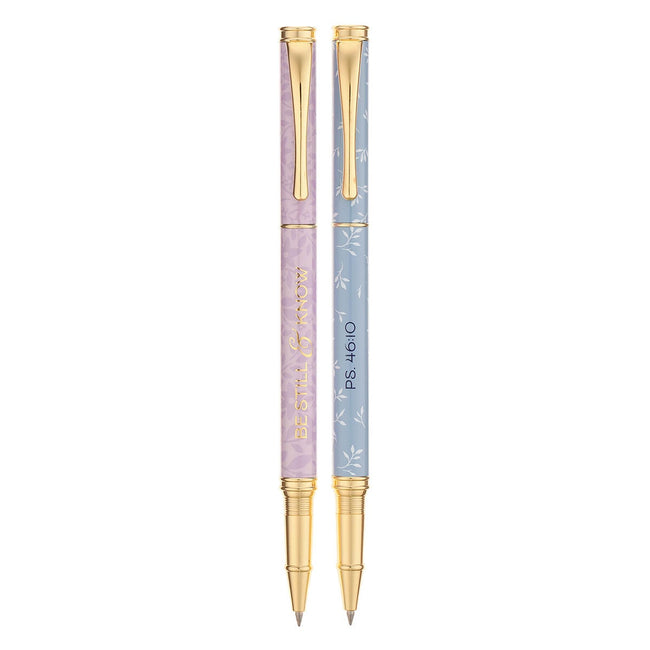 Be Still and Know Blue and Pink Floral Pen Gift Set - Psalm 46:10