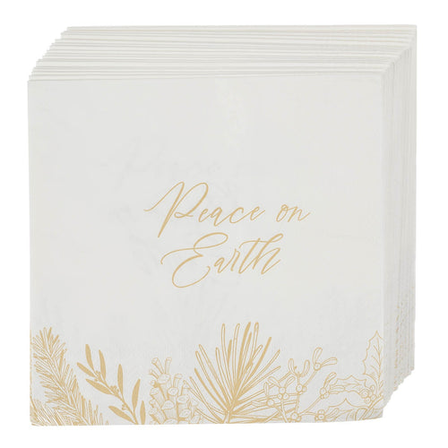 Peace on Earth Golden Pine Beverage Paper Napkin Set - KI Gifts Christian Supplies