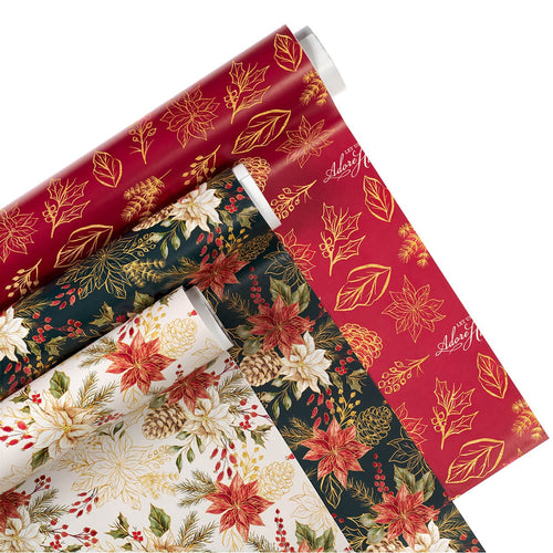 Adore Him Poinsettia Wrapping Paper Set - KI Gifts Christian Supplies