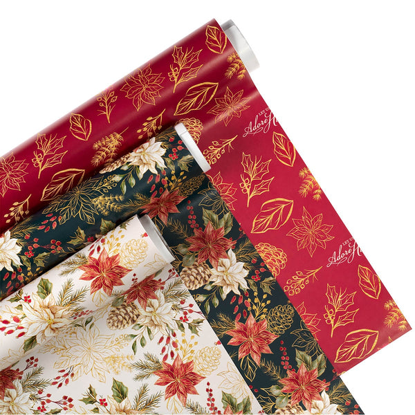 Adore Him Poinsettia Wrapping Paper Set - KI Gifts Christian Supplies