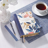 Navy Leaf Faux Leather Spiritual Growth Bible